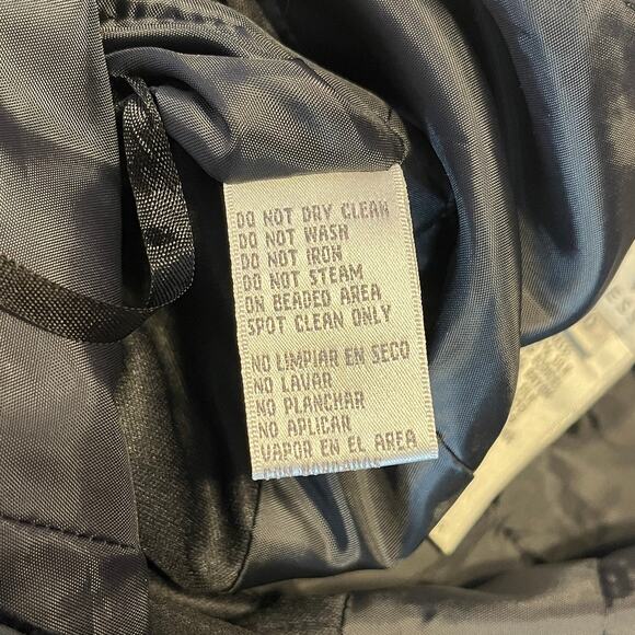 Nine West Black Silk Sleeveless Beaded Strappy Chiffon Cocktail Party Dress 10 - Picture 8 of 10